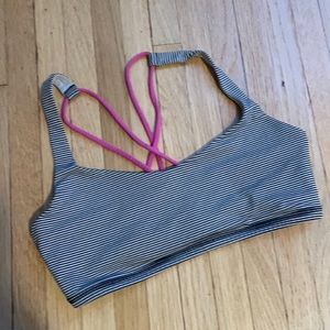 Lululemon Pink and Black Stripes strappy sports bra 🌸